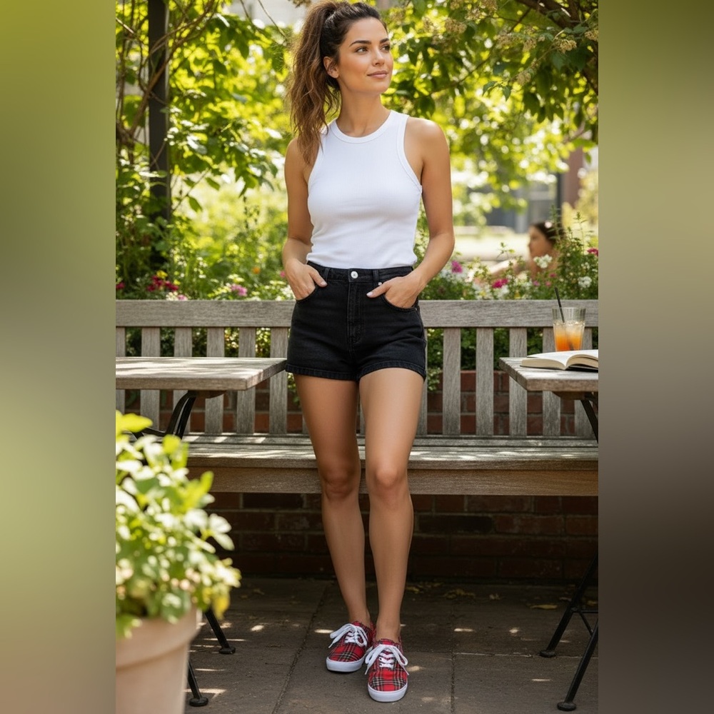 Crochet brand red tartan plaid sneakers